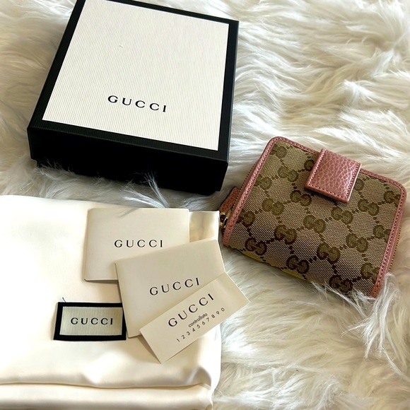 Gucci Handbags - 💯% Auth Gucci Wallet Pink GG Supreme French Guccissima Zip Around Wallet NWT